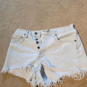 AGOLDE (Aritzia brand) high waisted frayed shorts